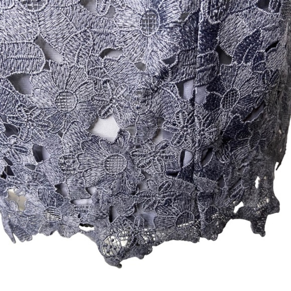 Ann Taylor LOFT Top Dark Gray Floral Lace‎ Overlay Tank Blouse Size Small - Picture 10 of 14